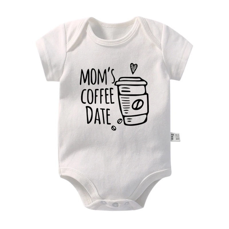 Funny Mom's Coffee Date Print Newborn Baby Romper Infant Short Sleeve Baby Body Clothes Boys Girls Bodysuit Toddler Outfits