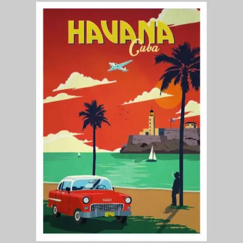 HAVANA - CUBA A Vintage Retro Travel Holiday Poster On Metal Sign Plaque Pub Bar sign