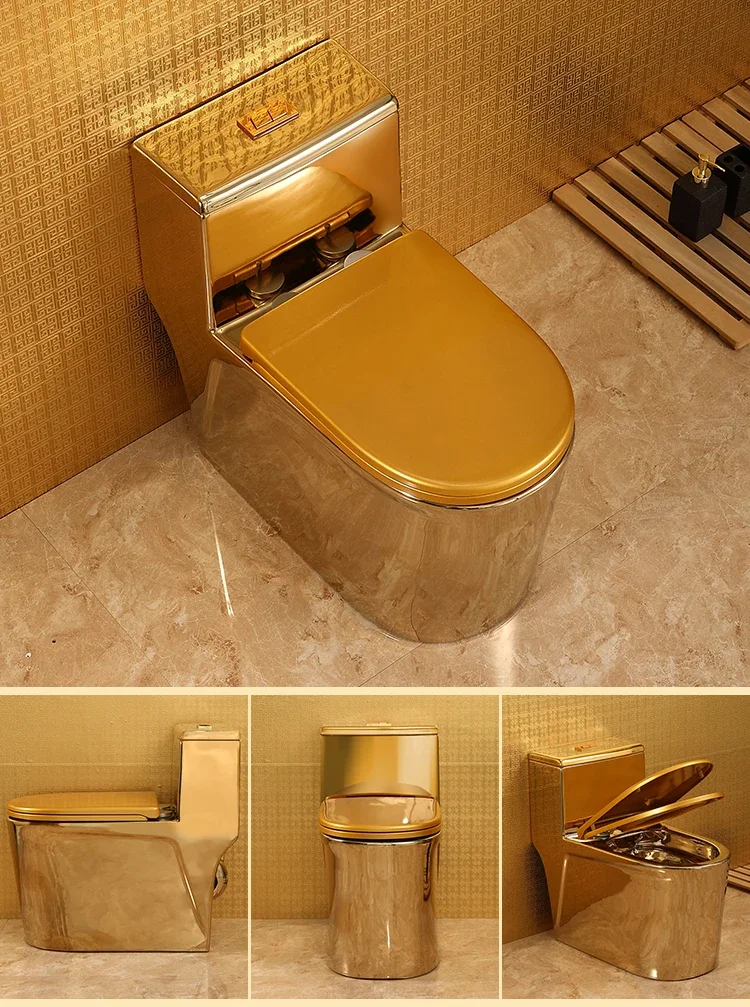 Golden toilet siphon super swirl large diameter water-saving silent toilet local tyrant gold toilet small apartment bathroom