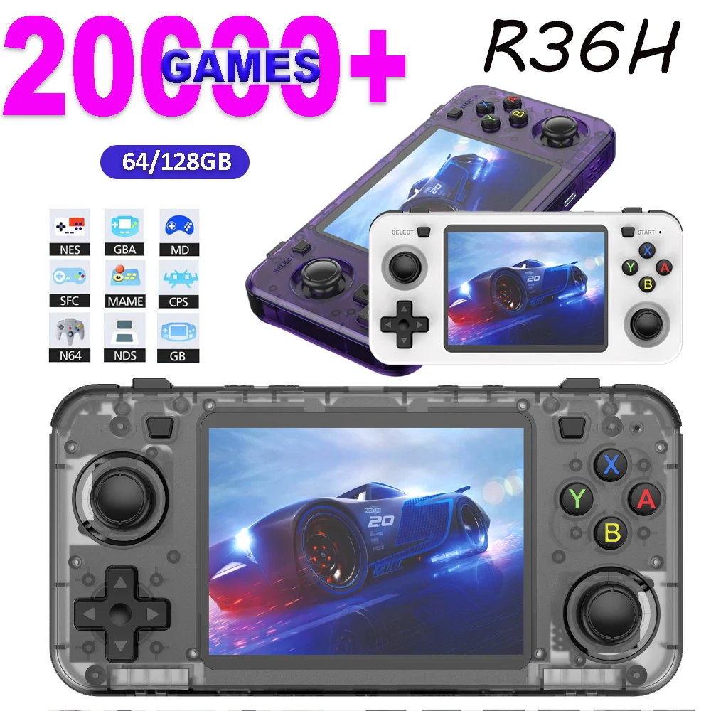 R36H Retro Handheld Video Game Console Original Arkos System 3.5Inch IPS Screen Portable Pocket Video Player 64G 128G