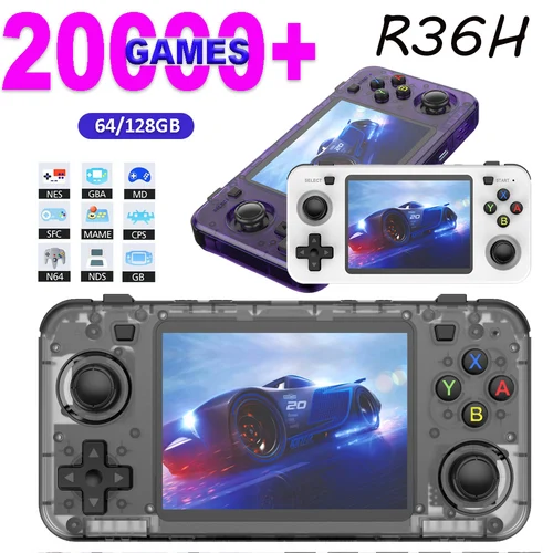 Consola de videojuegos portátil R36H, sistema Arkos Original, pantalla IPS de 3,5 pulgadas, reproductor de vídeo portátil de bolsillo 64G 128G