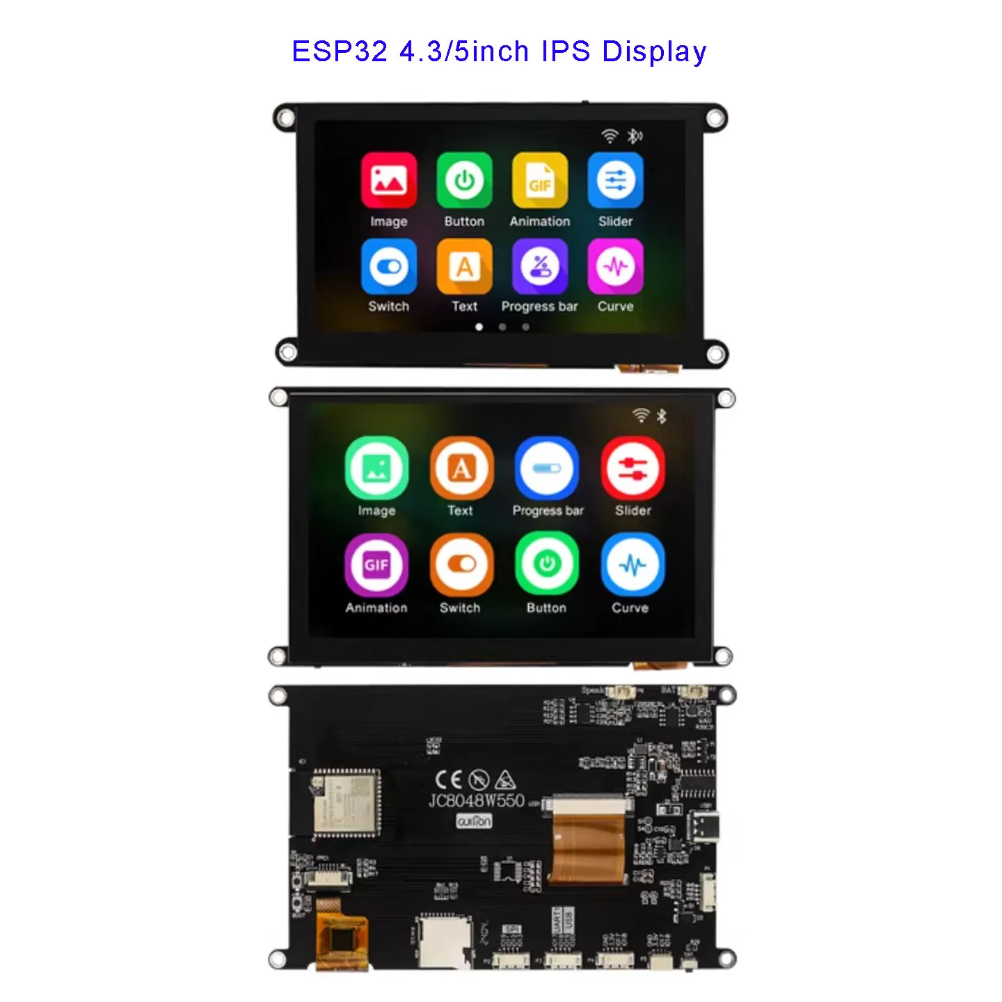 ESP32 4.3inch 480*272 5inch 800*480 IPS LCD Display Capacitive Touch with WIFI and Bluetooth LVGL