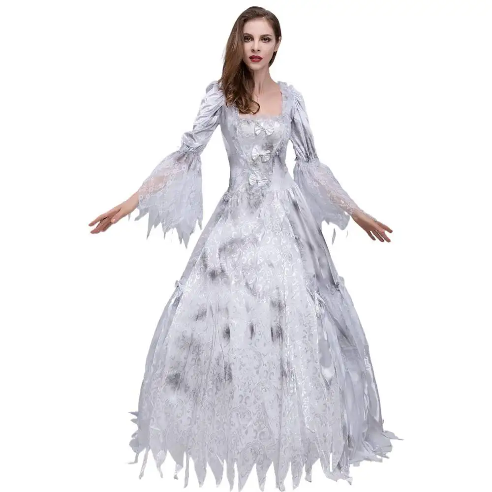 

Костюм невесты на Хэллоуин, ретро кружевной длинный костюм с квадратным воротником, длинный доктор, свадебный костюм, женский этнический сценический костюм