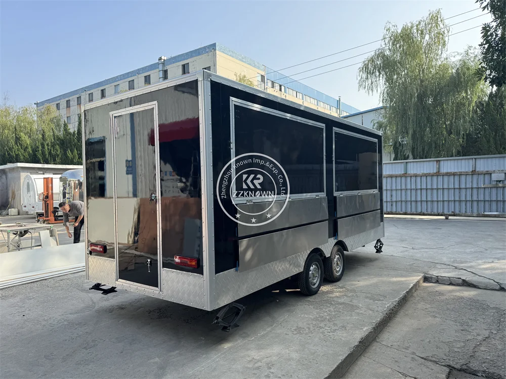 Fast Food Trailer Fully Equipped Mobile Coffee Kiosk Street Carts Fully Kitchen Commercial Food Truck