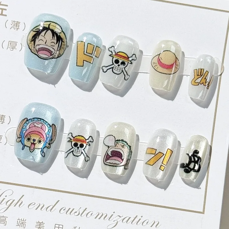 

One Piece Cute Animation Luffy Zoro Chopper Handmade Nail Patch Kawaii Short Cartoon Three-dimensional Removable Nail Art Gift