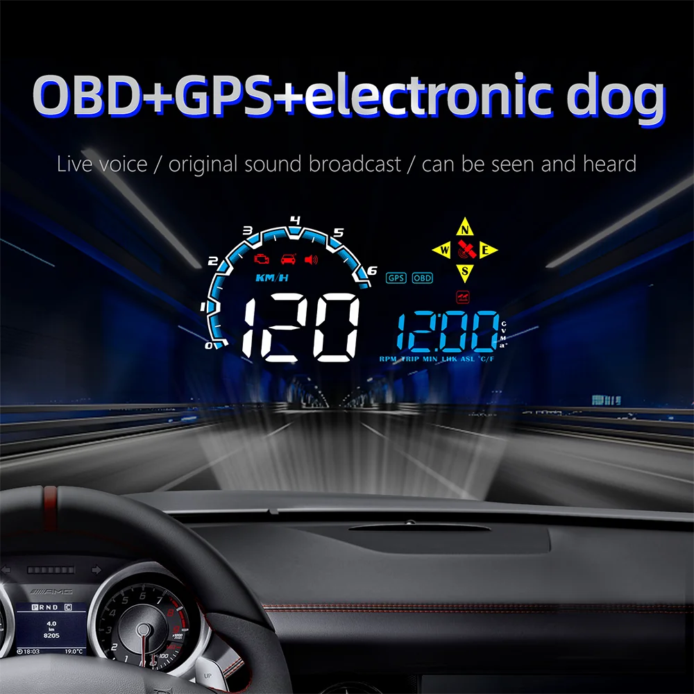 M20 HUD Auto OBD2 GPS Head-up Display GPS tachimetro digitale Computer di bordo accessori allarme velocità eccessiva accelerazione 100km