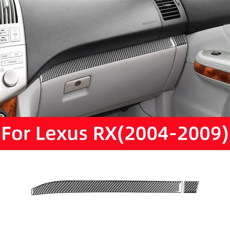 For Lexus RX 330/350 2004-2009 Accessories Real Soft Carbon Fiber Car Co-pilot Storage Box Trim Strip Decoration Sticker Cover