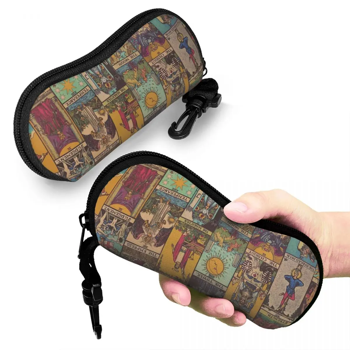 

The Major Arcana Of Tarot Vintage Patchwork Shell Glasses Case Protector Sunglasses Box Women Men Soft Eyeglasses Bag Pouch