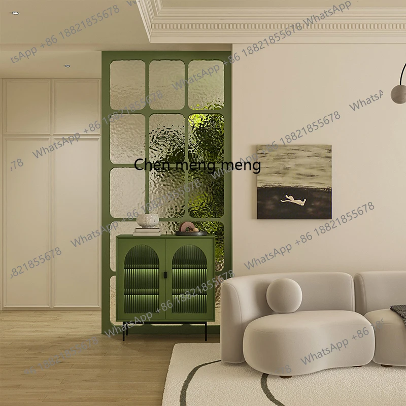 Modern simple entrance screen Changhong glass partition solid wood living room block small apartment light luxury cream wind