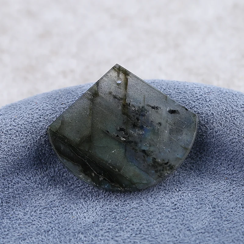 Natural Labradorite Sector Pendant Beads for Jewelry Making, Handmade Natural stones beads 28*33*4mm