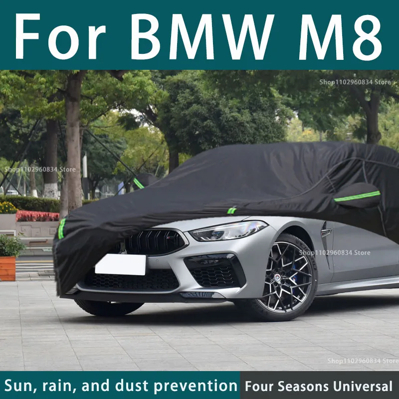 

For BMW M8 210T Full Car Covers Outdoor Sun Uv Protection Dust Rain Snow Protective Anti-hail Car Cover Auto Black Cover