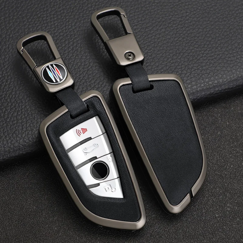 New Zinc Alloy+Leather Key Case Cover Protection Shell Bag For BMW F90 F48 G01 G02 F15 F85 F16 F86 F45 F46 G30 G31 G32 G11 G12