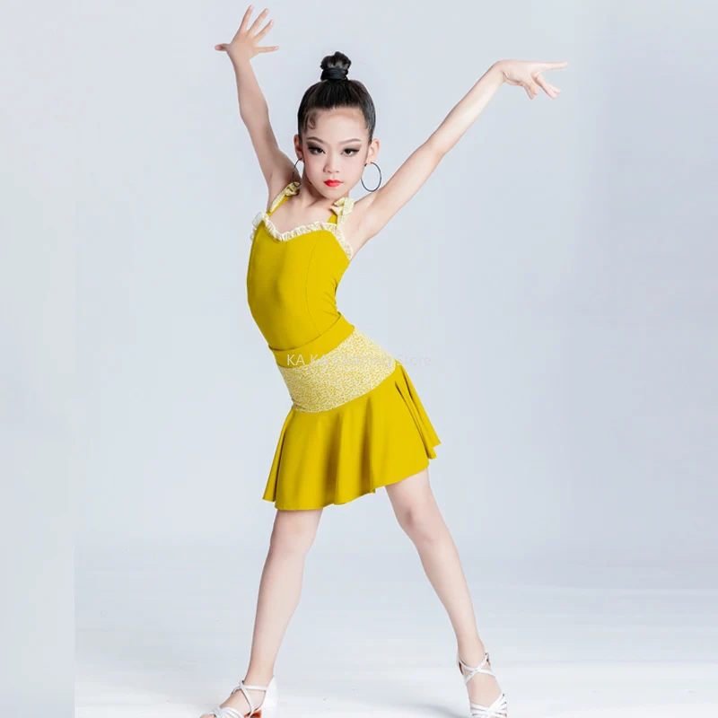 Rumba Samba Latin Dance Costume Girls Dance Clothes Kids Training Competition Salsa Tango Dance Dress Child Ballroom Dresses