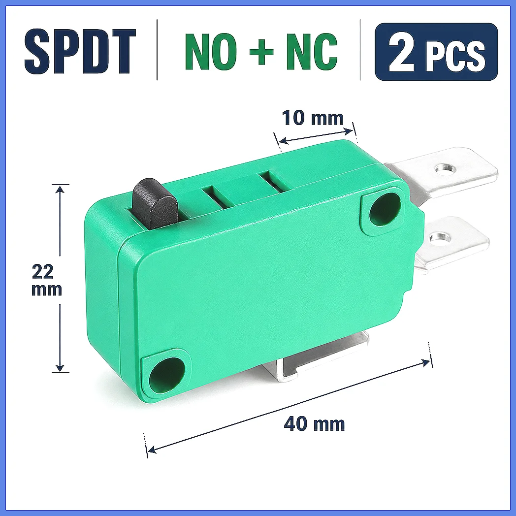 2pcs KW3-OZ Micro Limit Switch 16A 125/250VAC SPDT NO NC Push Button Action Type for Industrial Automation