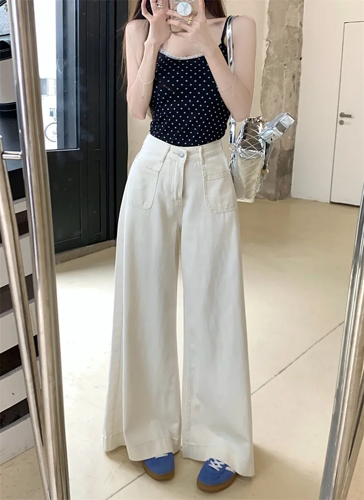 ZHISILAO New Baggy Wide Leg Jeans Women Vintage Boyfriend Floor Length Denim Pants Summer 2024