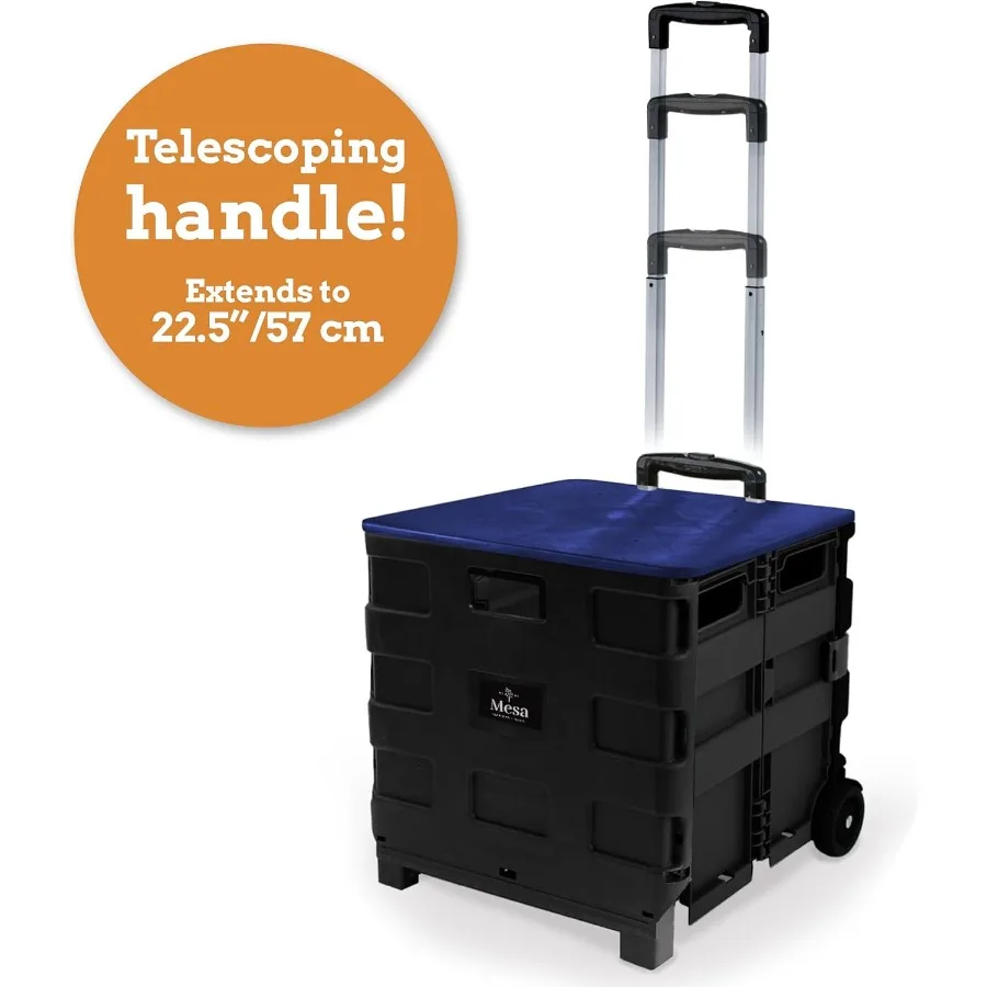 Collapsible UltraSlim PackNRoll2 Wheel Utility Cart with Lid That Doubles as a Seat for Up to 250 Lbs Telescopic Handle for Eas