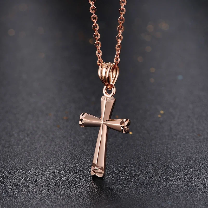 2023 New 18K Rose Gold Charm Jewelry  Pendant Woman Girl Necklace All-match Fashion Simple Cross Shape Multicolor Romantic Pop