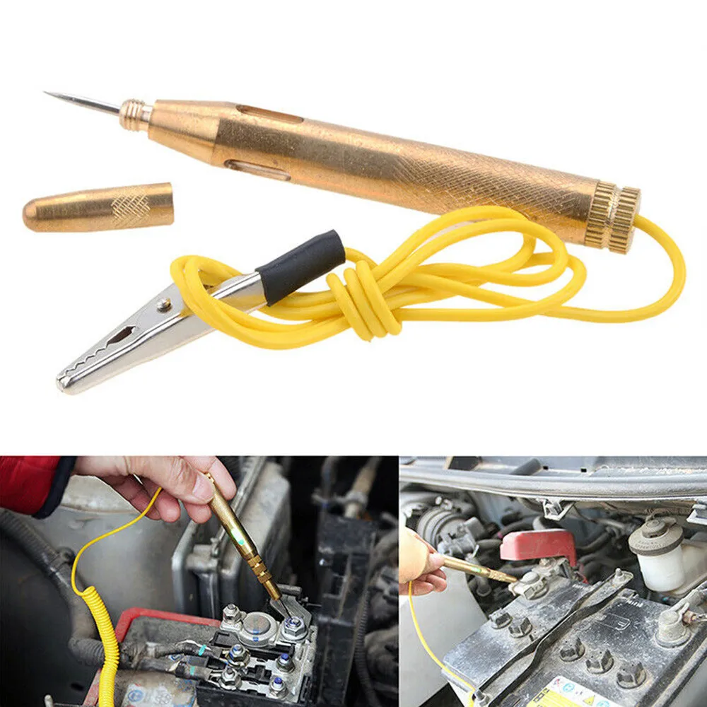 2x Test Light Probe Pen Car Auto Circuit Fuse Gold Pencil DC 6V/12V/24V Voltage Tester Flexible Good Tensile Strength