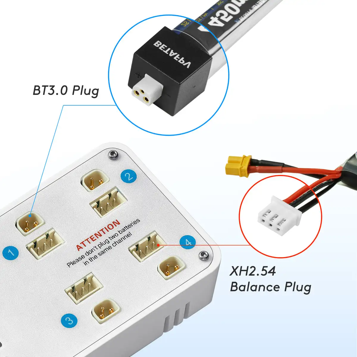 ToothStor 4 VIFLY Port 2S Balance Charger with Storage Mode for RC Freestyle Cinewhoop Drone DIY Parts