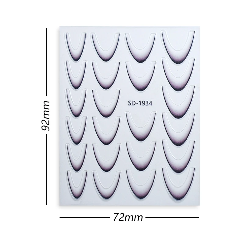 Nero Bianco Linea francese Adesivi per nail art Linea di colore sfumato 3D Punta per unghie francese Stencil Decalcomania Cursore per manicure autoadesivo
