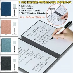 A5 Reusable Erasable Whiteboard Notebook Portable Leather Draftbook Wordpad