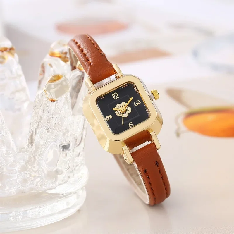 Luxury Brand Watches for Women Leather Strap Women Wristwatch Quartz Clock Gift Fashion Black Rectangular Watches Reloj Mujer