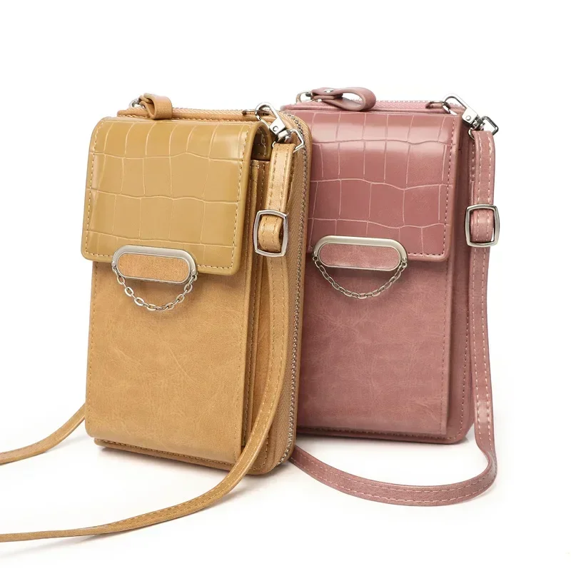 

Fashion Simple Solid Mobile Bags for Women Retro Luxury PU Leather Zipper Single Shoulder Crossbody Bag Large Capacity Wallet