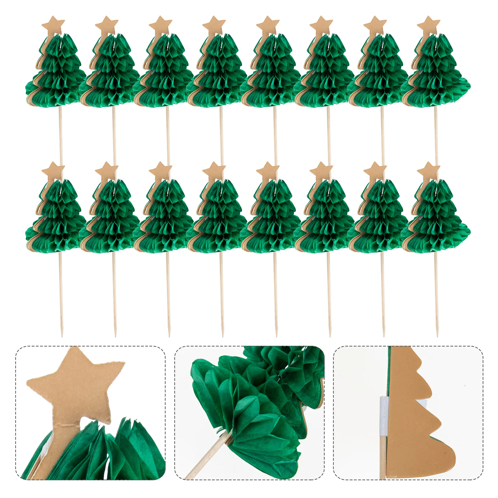 

50 Pcs Cocktail Garnish Dessert Decorations Wood Picks Fruit for Christmas Wooden Party Supplies Xmas Tree Style