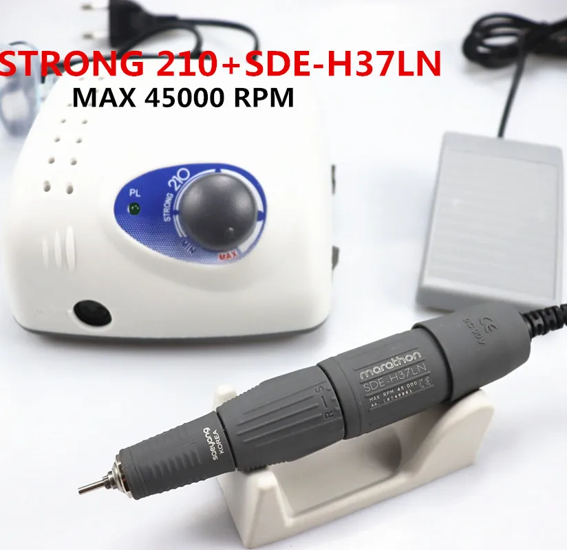 45K New Arrival Strong 210 LAAOVE H37LN PART 65W 45000 RPM Nail Drill Manicure Pedicure Electric File Bits Kit