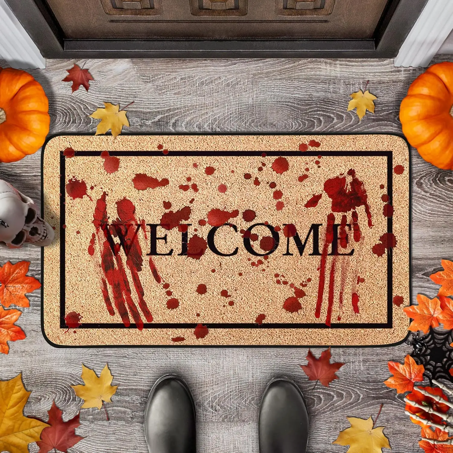 

VIKAMA Horror Bloodstain Halloween Rug Indoor and Outdoor Welcome Floor Mat Entrance Passage Kitchen Rug Home Decoration