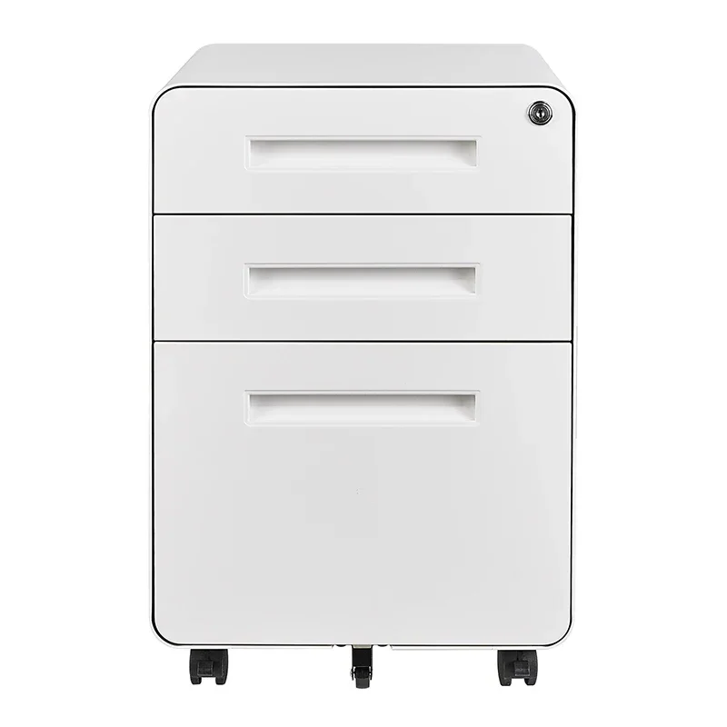 Gabinete móvil de 3 cajones para archivos de almacenamiento de acero y metal con pedestal móvil