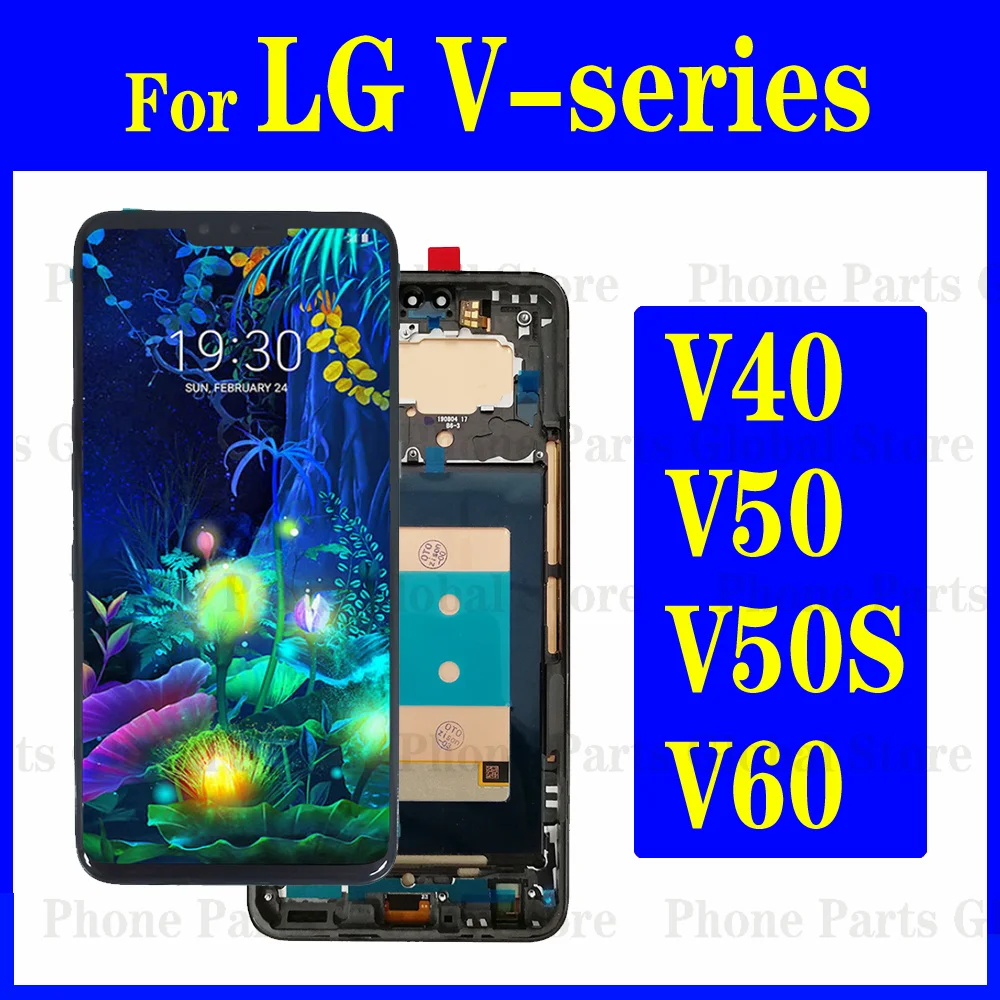 For LG V40 V50 V50S V60 ThinQ 5G LCD With Frame V405 V500N V510N V600 Display Screen Touch Sensor Digitizer Assembly Replacement