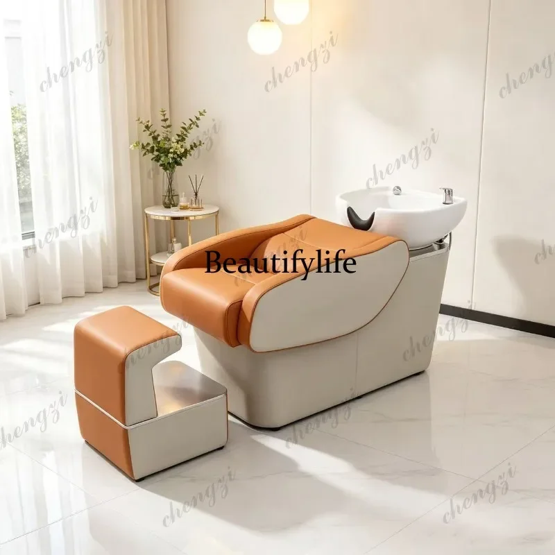 D80 New barber shop half-lying shampoo bed, special hair salon flush bed