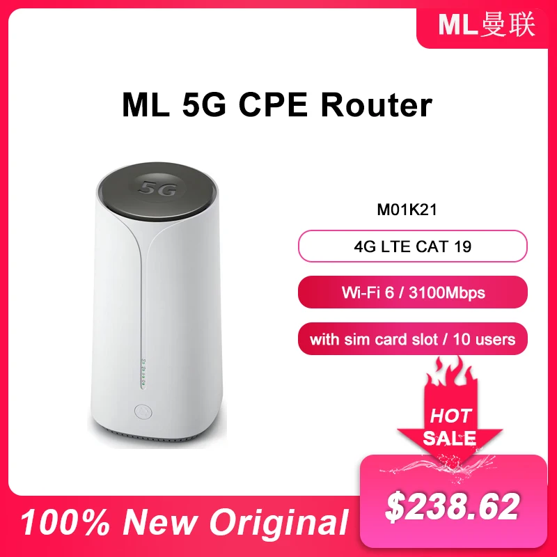 ML GT01 WiFi 6 3100Mbps Wireless Router NSA/SA Dual Mode Signal Repeater 5G Full Gigabit Network Amplifier With SIM Card Slot