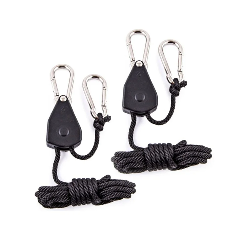 Camping Pulley Adjustable Rope Buckle 2m 1/8 For Light Lifting Tent Guyline Outdoor Clothesline Pet Leash Upgraded Metal Wheel
