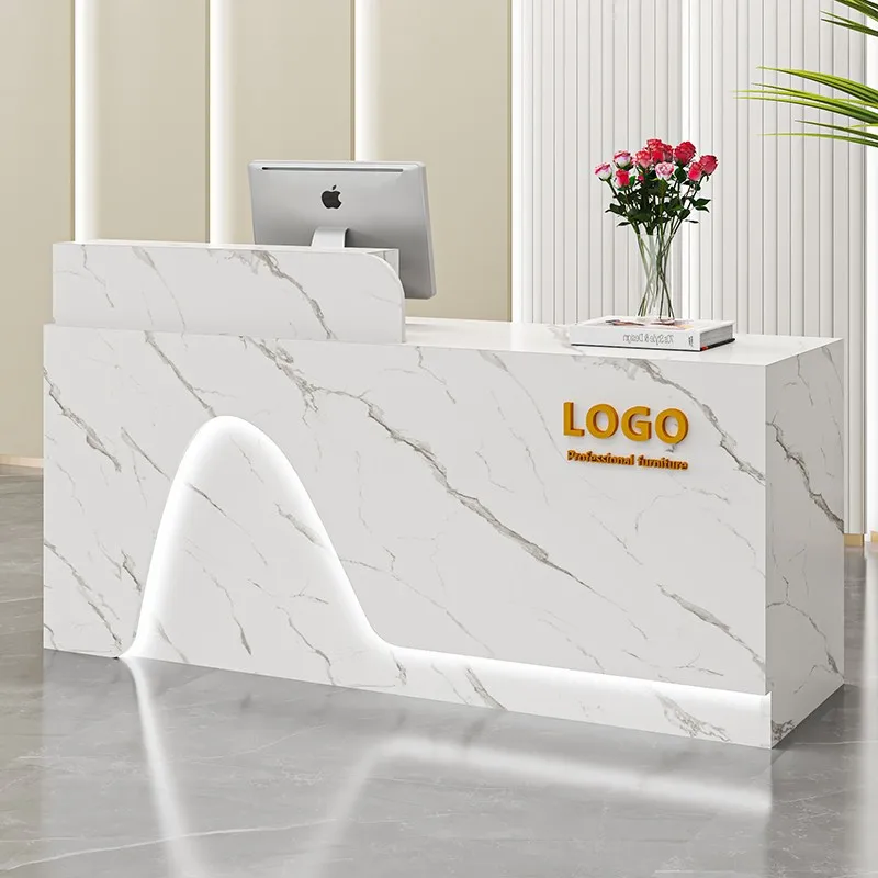

Curved bar checkout page clothing operation desk front desk reception desk custom paint High Quality