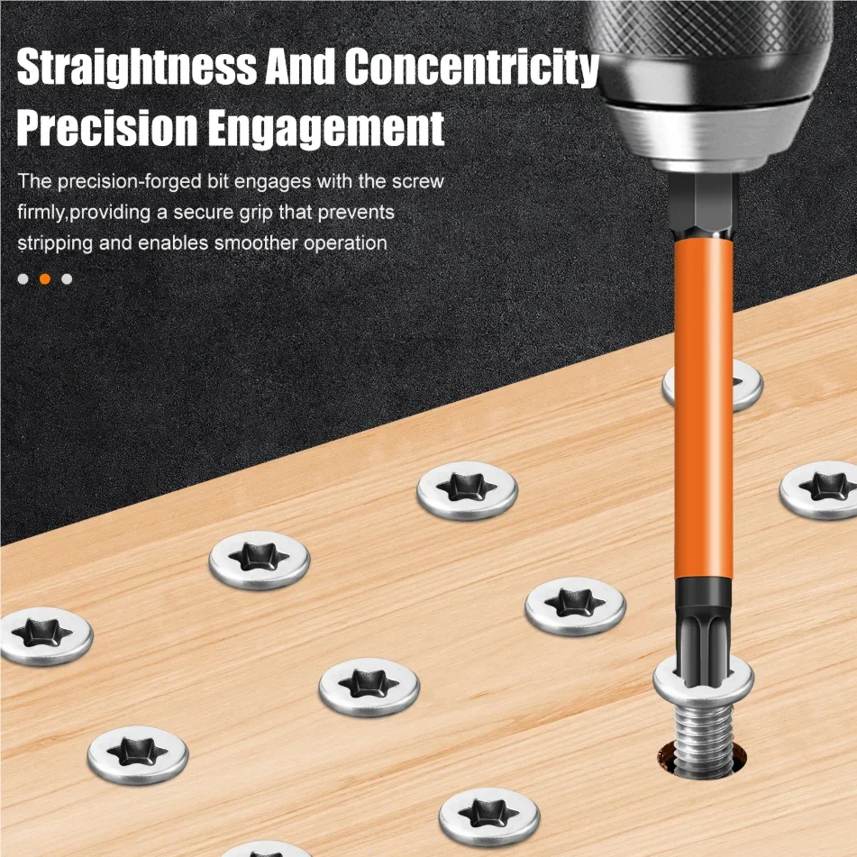 Torx Screwdriver Bits Set Individual Bits T5-T40 75/100/150mm Lengths Strong Magnetism High Hardness S2 Alloy Steel 1/4Hex Shank