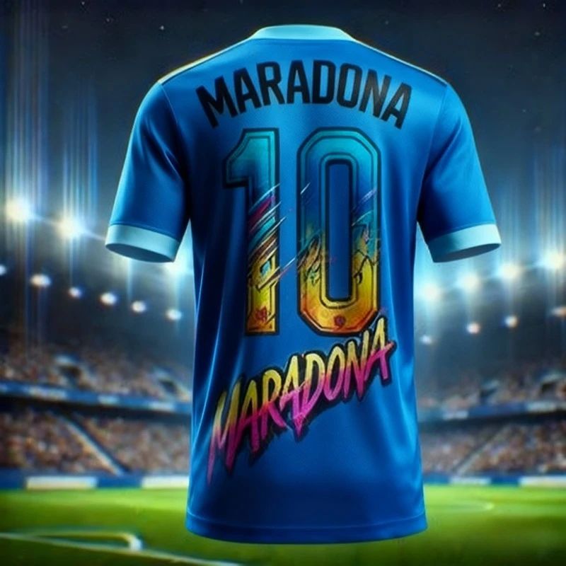 تي شيرت رياضي مطبوع عليه Football King Superstar Maradona للرجال بطبعة تذكارية، تي شيرت رياضي يوميًا في الهواء الطلق وجيد التهوية سريعًا