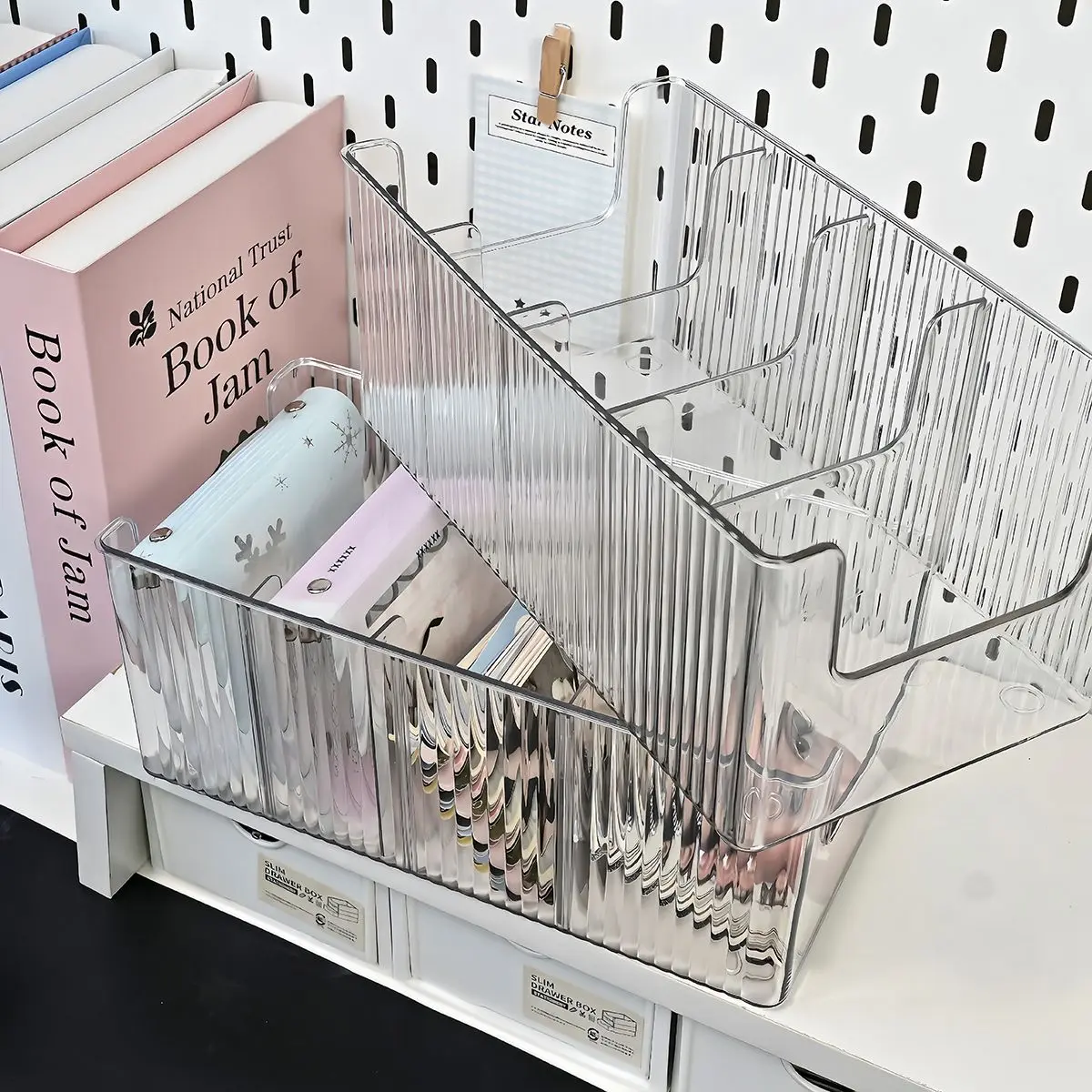 Clear Acrylic Storage Box With Removable Divider Desktop Sundries Organizer Facial Sheet Mask Storage Bin For Vanity Fridge