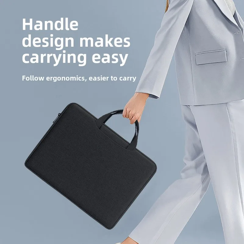 New Men's and Women's Portable Laptop Case 13 14 15 Inch Waterproof Document Briefcase Lightweight Notebook Top-Handle Bag