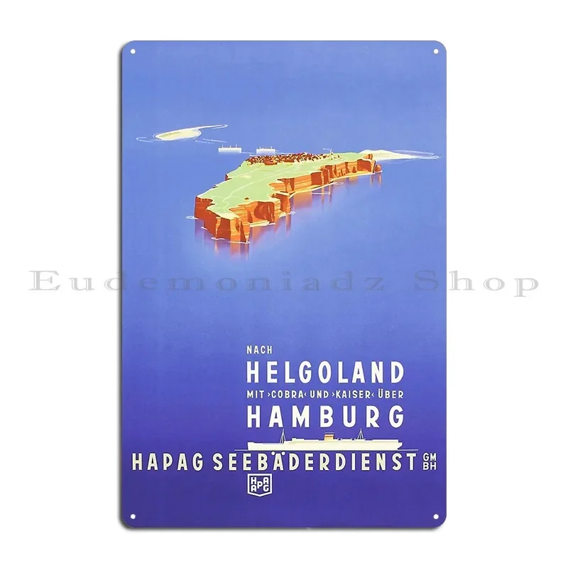 Germany 1940s Hapag Helgoland Trip Metal Signs Garage Pub Club Bar Cinema Character Tin Sign Poster