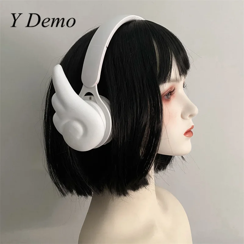 Y Demo Techwear Casque cosplay, ailes d\'ange, bande de sauna en plastique, accessoire de cheveux mobile