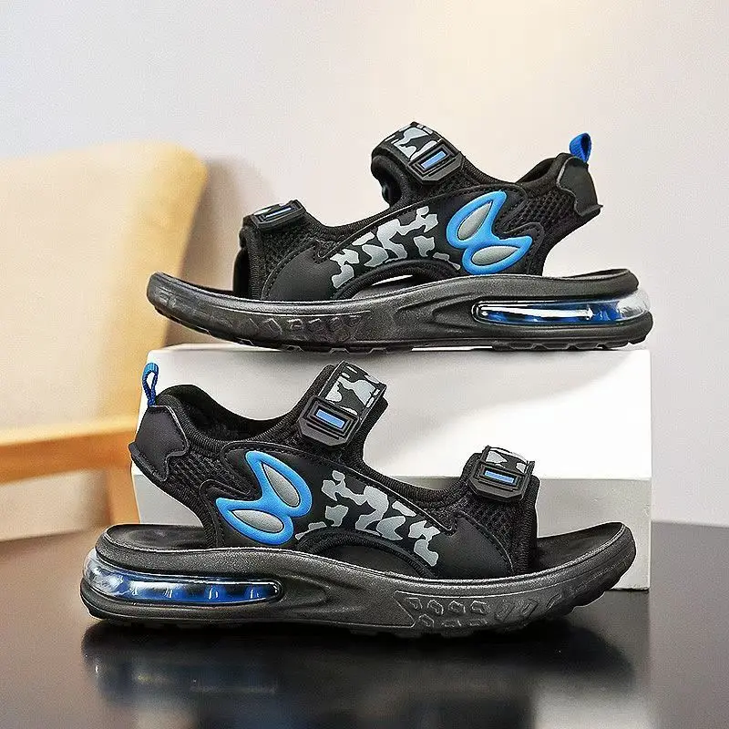 Kinder Sommer Neue Sport Casual Sandale Jungen Weiche Sohle Rutschfeste Offene spitze Leichte Klettverschluss Luftgepolsterte Strandsandale