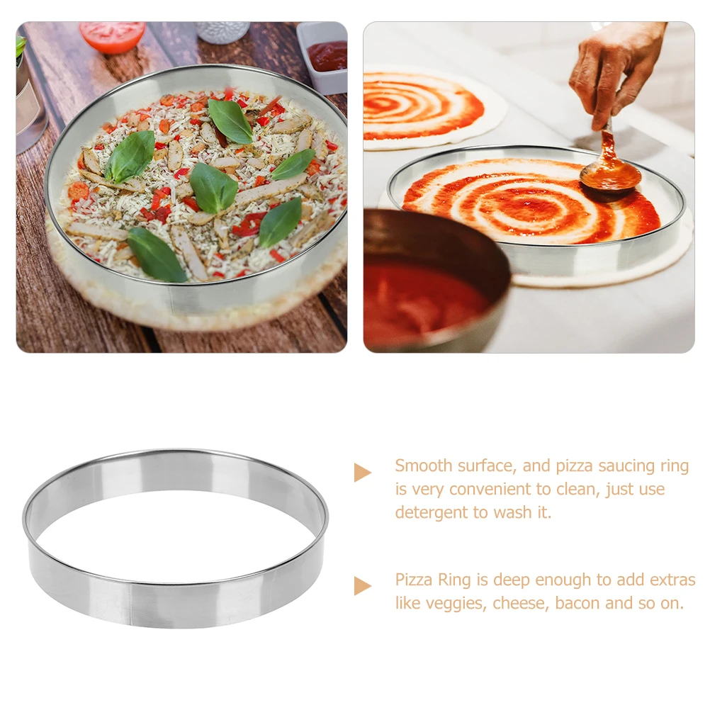 

Pizza Sprinkler 6 Inch Stainless Steel Dough Ring Molds for Baking Pizza Tool Dessert Rings Kitchen Saucing Round Cookie Muffin