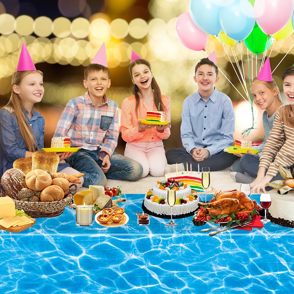 

Water Pattern Ocean Waves Disposable Plastic Cover Beach Party Decorations Waterproof Home Ocean Waves Disposable Tablecloth