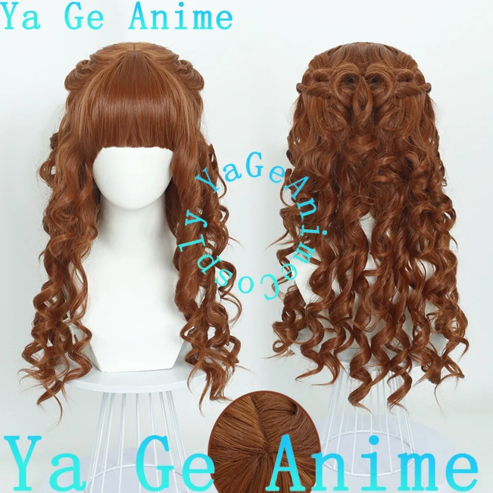 Peruka Cosplay Niewidzialna Dziewczyna Brązowe Długie Kręcone Włosy Anime Gry Halloween Karnawał Syntetyczne Włosy Odporne na Ciepło