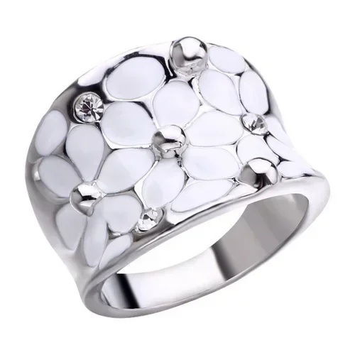 Delysia King Elegant Temperament Wedding Jewellery Fashion Flower Oil Dripping Ring for Women