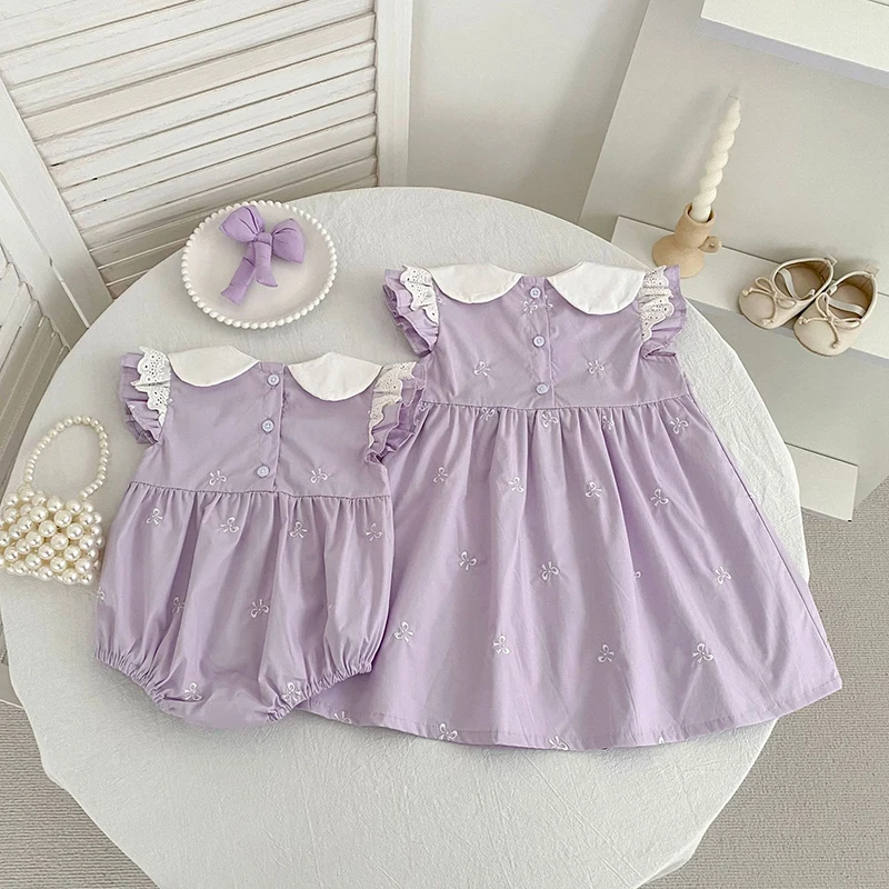 2026 Neuer Sommer Neugeborenen 0-24M Säugling Baby Mädchen Strampler Baby Mädchen Kleidung Flatterärmel Baumwolle Bedruckte Baby Mädchen Strampler – Detail 24