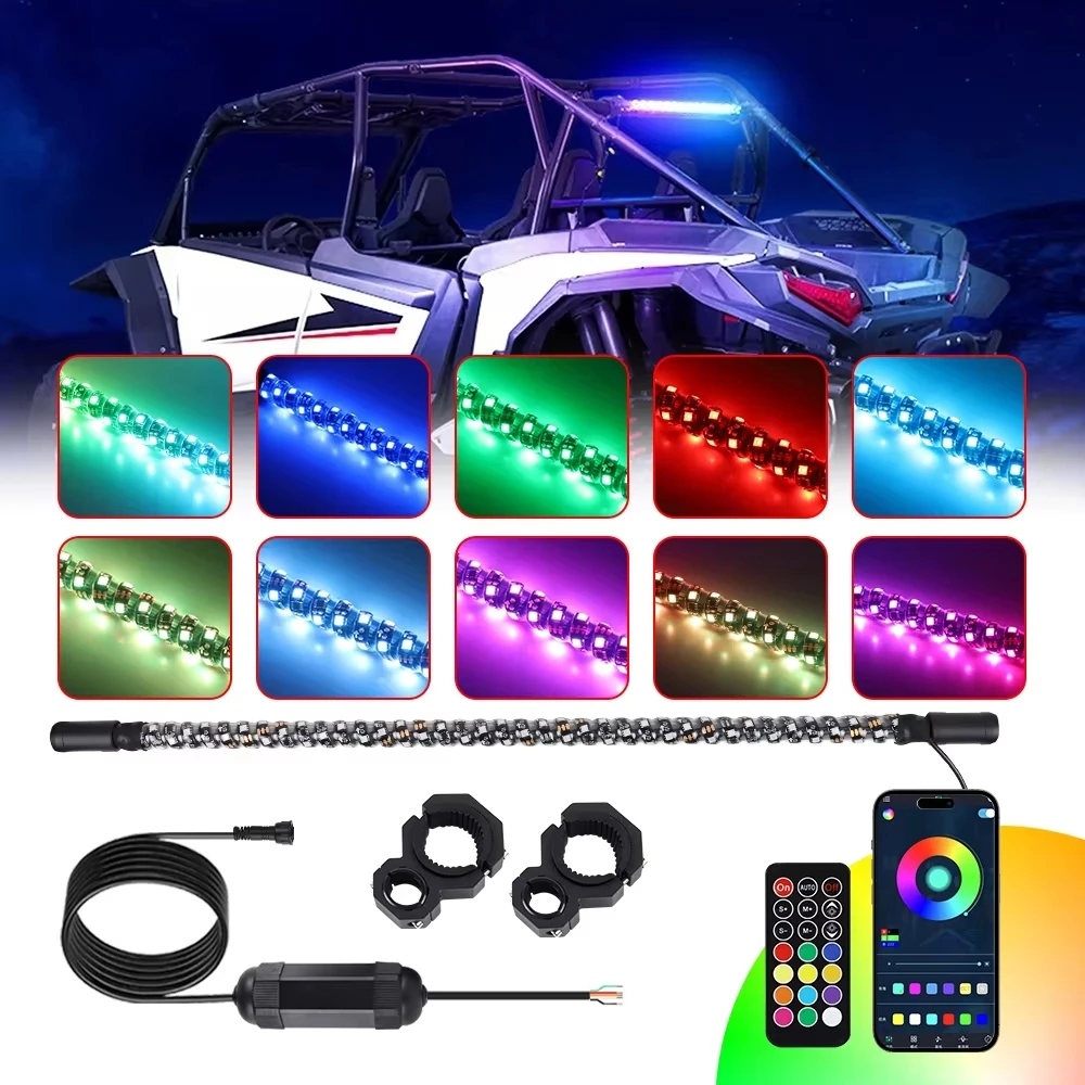 Barra de luces LED Chase de 30 pulgadas para UTV, luz estroboscópica de señal de freno para jaula antivuelco de 1.5”-2”, para Can-Am Maverick X3, Polaris RZR, Pionner OffRoad