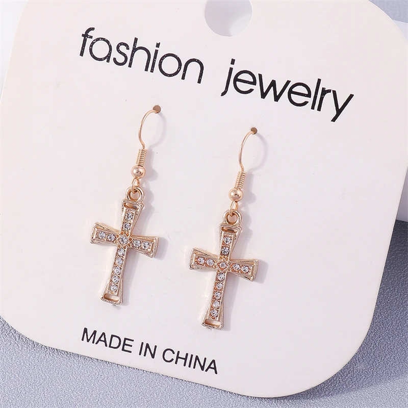 Women's Gothic Black Cross Drop Earrings, Dangle Hook Design
